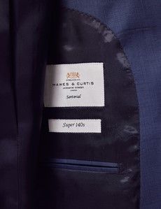 Slim Fit Mid Blue Sharkskin Suit-preview4