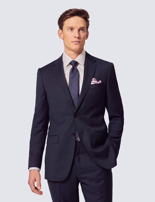 Slim Fit Navy Hopsack Suit Jacket
