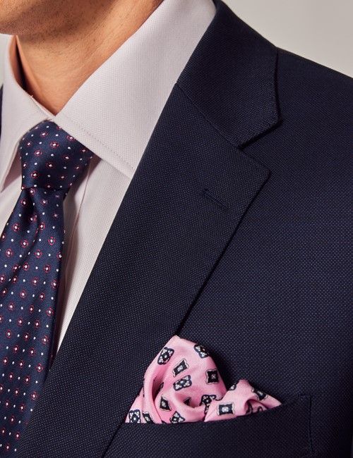 Navy Blue Hopsack 3 Piece Slim Suit-preview