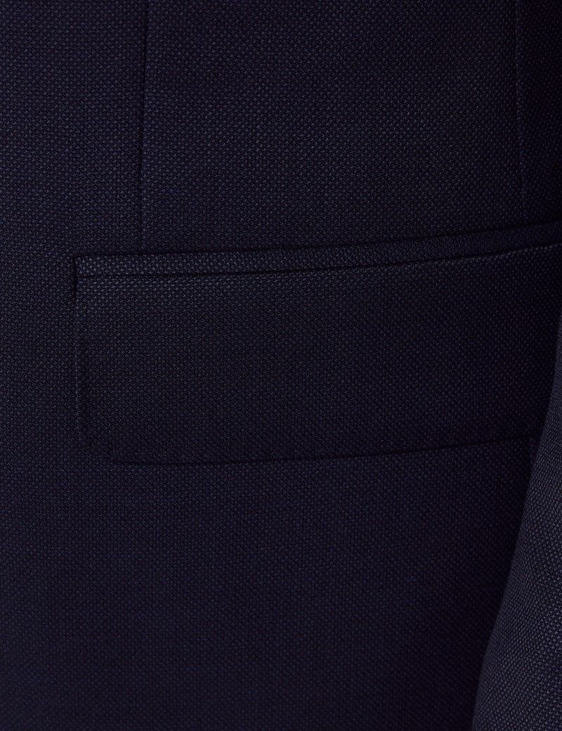 Men’s Navy Hopsack Plain 3 Piece Slim Fit Suit | Hawes & Curtis