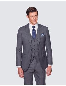 Men’s Grey Birdseye Plain 3 Piece Slim Fit Suit-preview1