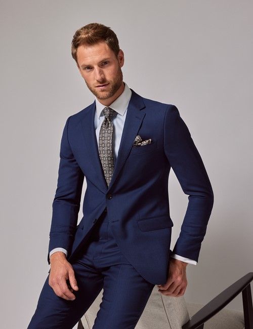 Royal Blue Birdseye Slim Suit Jacket
