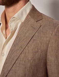 Light Brown Linen Slim Fit Suit Jacket-preview1