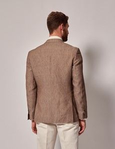 Light Brown Linen Slim Fit Suit Jacket-preview4