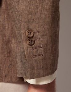 Light Brown Linen Slim Fit Suit Jacket-preview5