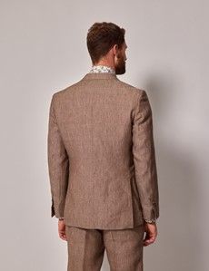 Light Brown Linen Slim Fit Suit Jacket-preview10
