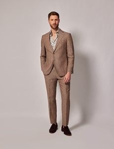 Light Brown Linen Slim Fit Suit Jacket-preview11