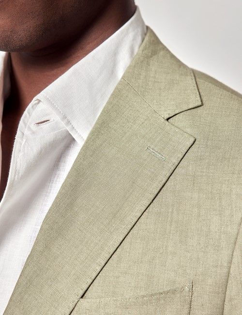 Green Linen Slim Fit Suit Jacket-preview