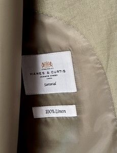 Green Linen Slim Fit Suit Jacket-preview3