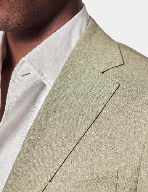 Green Linen Slim Fit Suit Jacket-preview