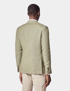 Slim Fit Green Linen Suit Jacket
