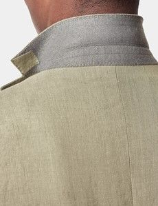Slim Fit Green Linen Suit Jacket