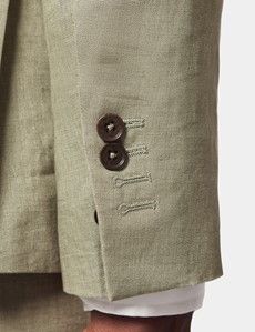 Slim Fit Green Linen Suit Jacket