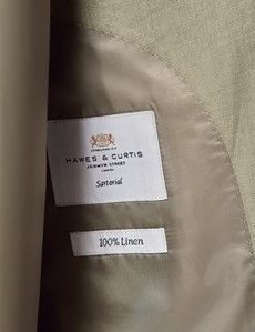 Slim Fit Green Linen Suit Jacket