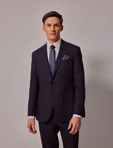 Navy Linen Slim Fit Suit Jacket-preview7