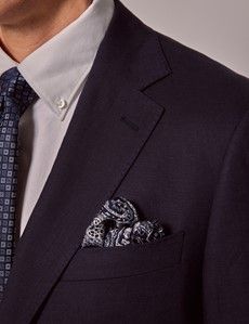 Navy Linen Slim Fit Suit Jacket-preview8
