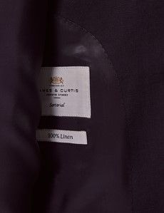 Navy Linen Slim Fit Suit Jacket-preview3