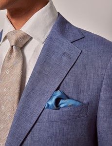Denim Blue Linen Slim Fit Suit Jacket-preview1