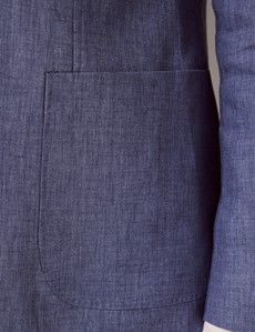 Denim Blue Linen Slim Fit Suit Jacket-preview2