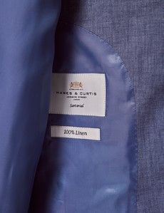 Denim Blue Linen Slim Fit Suit Jacket-preview3