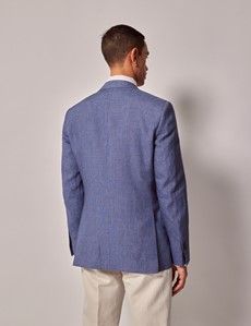 Denim Blue Linen Slim Fit Suit Jacket-preview4