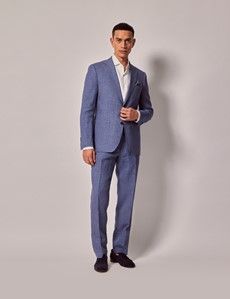 Denim Blue Linen Slim Fit Suit Jacket-preview9