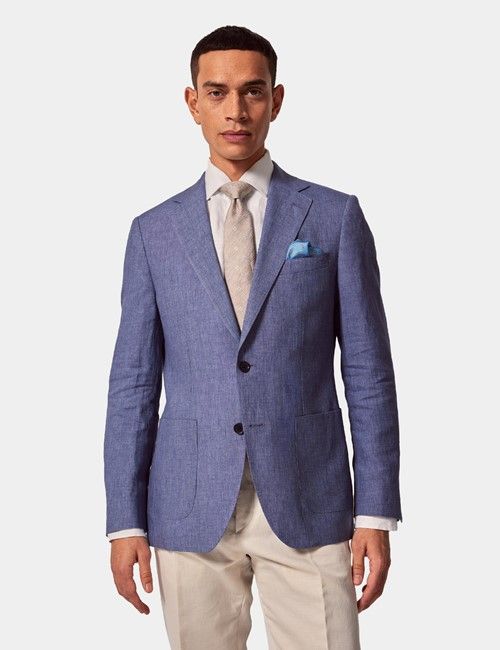 Slim Fit Denim Blue Suit Jacket