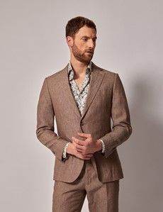 Light Brown Linen Slim Suit-preview2