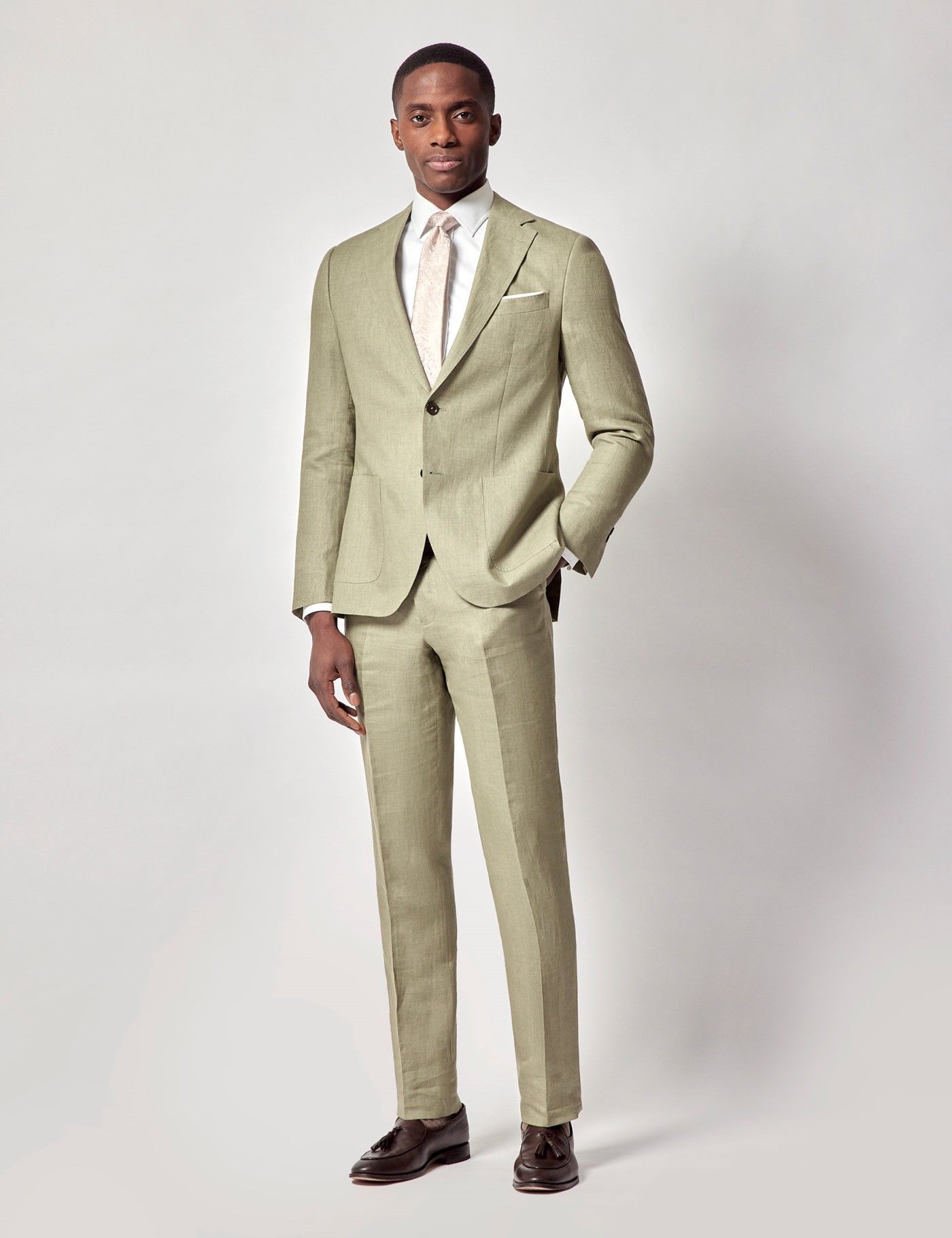 Men's Green Linen Slim Fit Suit Hawes & Curtis — free download