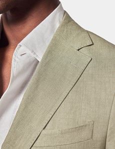 Green Linen Slim Fit Suit-preview2