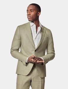 Green Linen Slim Fit Suit