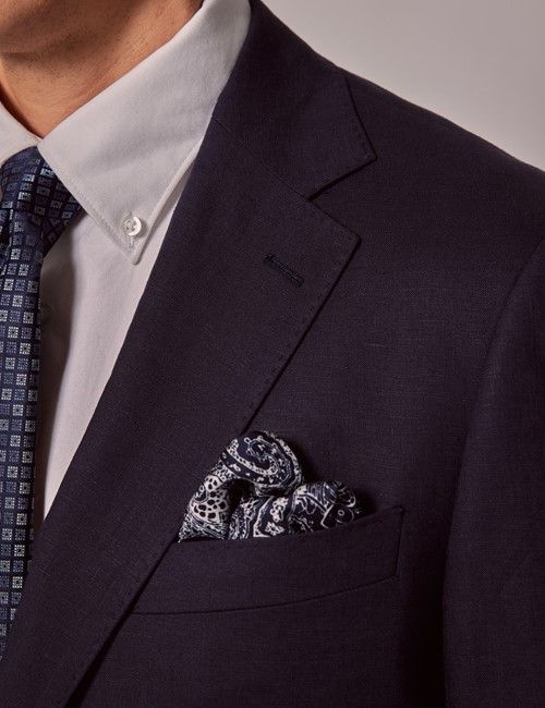 Navy Linen Slim Suit-preview