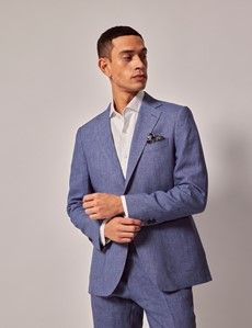 Denim Blue Linen Slim Suit-preview2