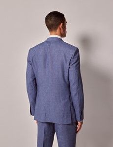 Denim Blue Linen Slim Suit-preview5