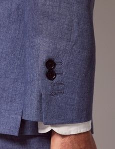 Denim Blue Linen Slim Suit-preview7