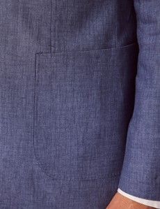 Denim Blue Linen Slim Suit-preview3