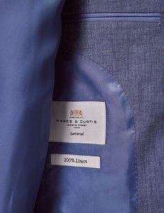 Denim Blue Linen Slim Suit-preview4