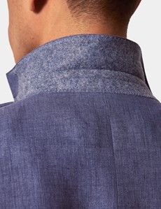 Denim Blue Linen Slim Suit-preview6