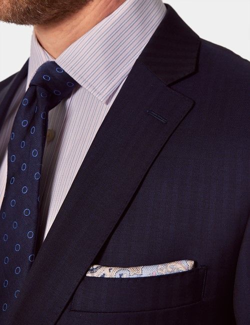 Classic Fit Navy Herringbone Suit Jacket-preview