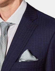 Classic Fit Navy Herringbone Suit Jacket