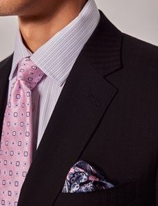 Black Herringbone Slim Suit Jacket-preview1