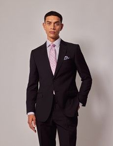Black Herringbone Slim Suit Jacket-preview2