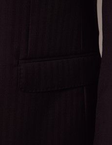 Black Herringbone Slim Suit Jacket-preview3
