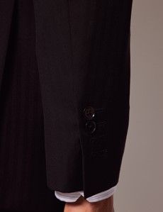 Black Herringbone Slim Suit Jacket-preview6