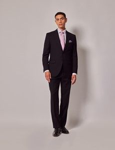 Black Herringbone Slim Suit Jacket-preview7