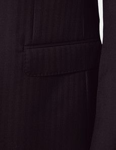 Slim Fit Black Herringbone Suit Jacket-preview2