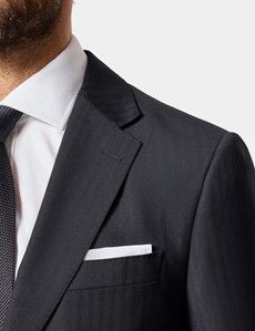 Slim Fit Black Herringbone Suit Jacket