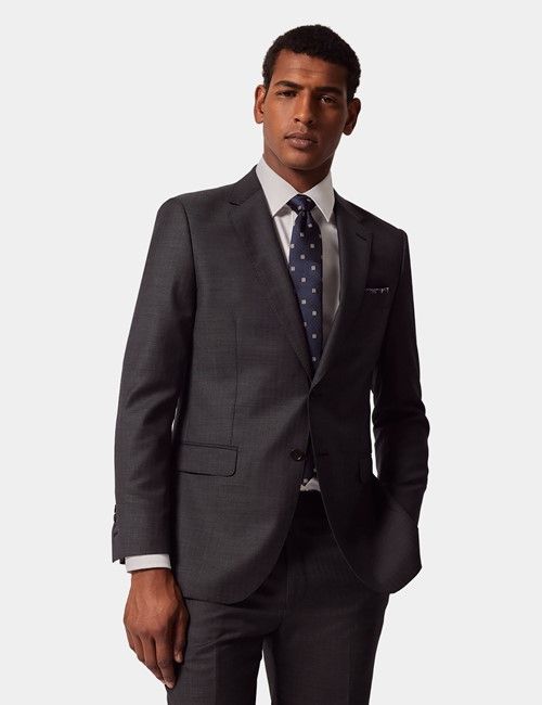 Slim Fit Charcoal Herringbone Suit Jacket