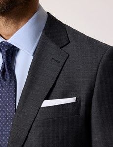 Slim Fit Charcoal Herringbone Suit Jacket