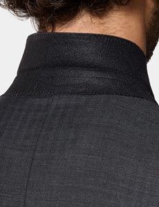 Slim Fit Charcoal Herringbone Suit Jacket